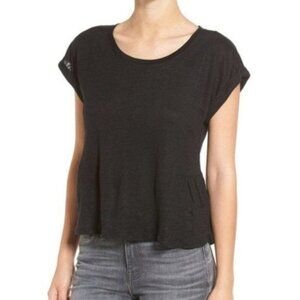Madewell Womens Black Linen Peplum Top Size XL